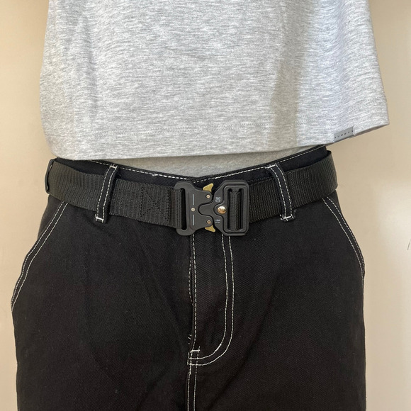 Y2K utility Black tactical military unique buckle design belt - Picture 3 of 6